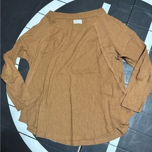 Maurices Tan Ribbed Tunic Top